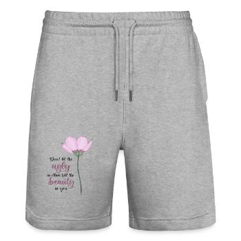 Ne laissez pas le laid tuer la beauté en vous - Short de jogging bio TRAINER Stanley/Stella unisexe - gris chiné - Devant - Nik (191cm) & Marisol (170cm)