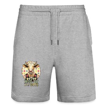 Moo-Dy But Cute Cow - Stanley/Stella Trainer Unisex Organic Jogging Shorts - heather grey - Front - Nik (191cm) & Marisol (170cm)