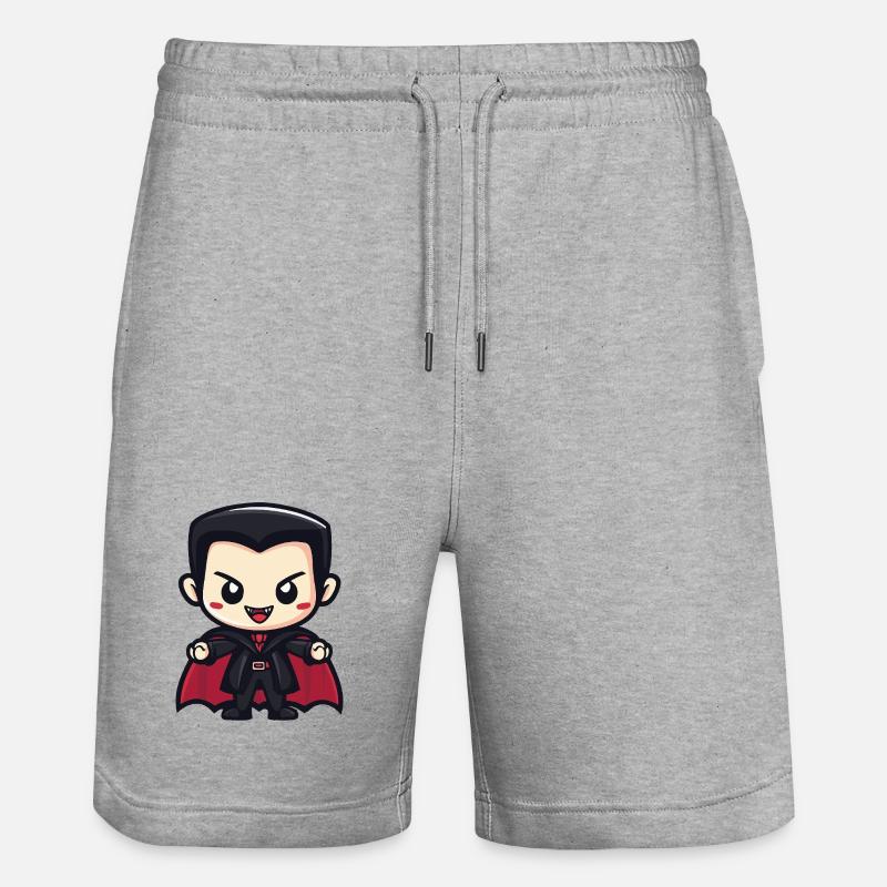 Vampire Halloween Bande dessinée mignonne - Short de jogging bio TRAINER Stanley/Stella unisexe - gris chiné
