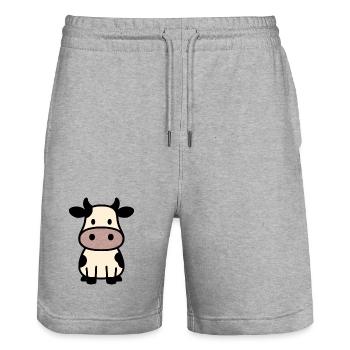 Cute cow - Stanley/Stella Trainer Unisex Organic Jogging Shorts - heather grey - Front - Nik (191cm) & Marisol (170cm)