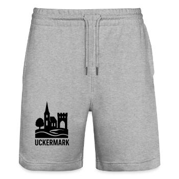 Uckermark Silhouette - Short de jogging bio TRAINER Stanley/Stella unisexe - gris chiné - Devant - Nik (191cm) & Marisol (170cm)