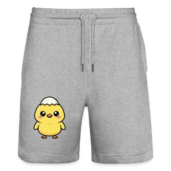 Chick with Kawaii cap - Stanley/Stella Trainer Unisex Organic Jogging Shorts - heather grey - Front - Nik (191cm) & Marisol (170cm)