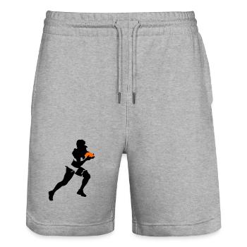 Football girl - Stanley/Stella Unisex Bio Joggingshorts Trainer  - Grau meliert - Vorne - Nik (191cm) & Marisol (170cm)