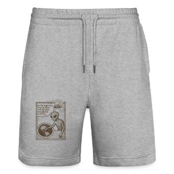 Alien Origin Theory Shirt for Sci-Fi and Art Lover - Stanley/Stella Trainer Unisex Organic Jogging Shorts - heather grey - Front - Nik (191cm) & Marisol (170cm)