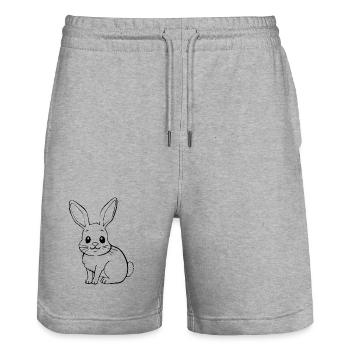Bunny Rabbit T-shirt Gift - Stanley/Stella Trainer Unisex Organic Jogging Shorts - heather grey - Front - Nik (191cm) & Marisol (170cm)