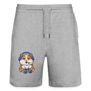 Hamsters while gaming - Stanley/Stella Trainer Unisex Organic Jogging Shorts - heather grey - Front - Nik (191cm) & Marisol (170cm)