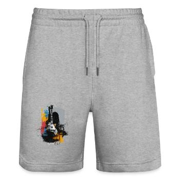 Grunge Gitarre – Rock Art & Music Splash - Stanley/Stella Unisex Bio Joggingshorts Trainer  - Grau meliert - Vorne - Nik (191cm) & Marisol (170cm)