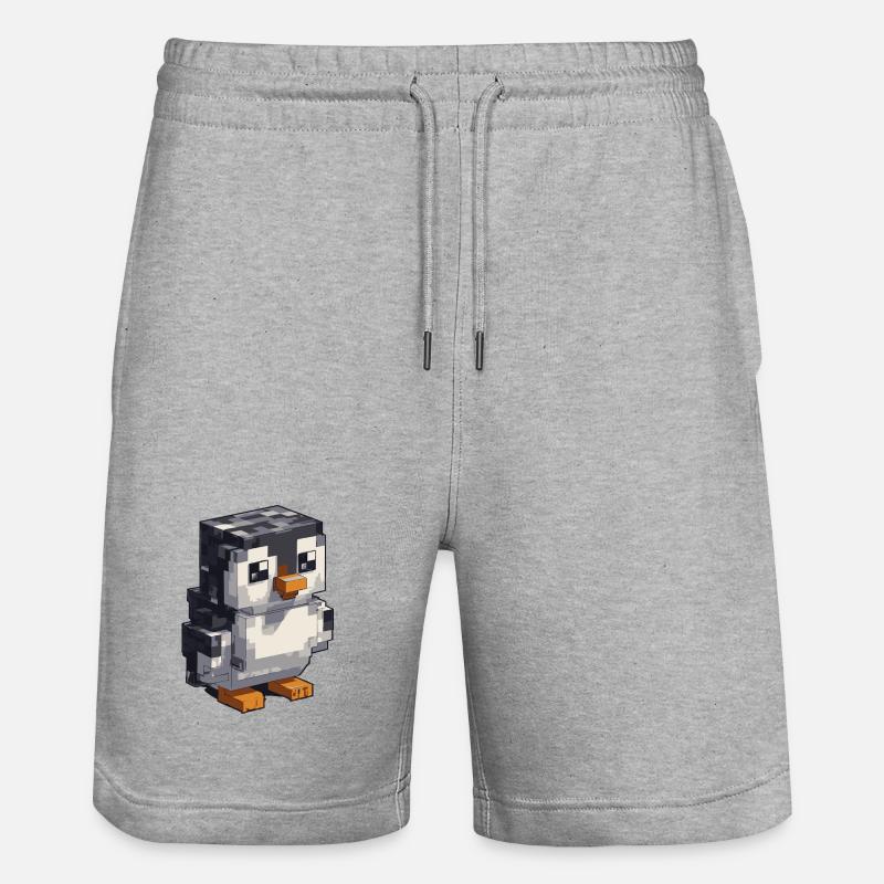 Mignon pingouin pixel - Short de jogging bio TRAINER Stanley/Stella unisexe - gris chiné