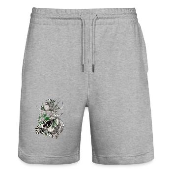 Green Lines Botanical Pattern - Stanley/Stella Trainer Unisex Organic Jogging Shorts - heather grey - Front - Nik (191cm) & Marisol (170cm)