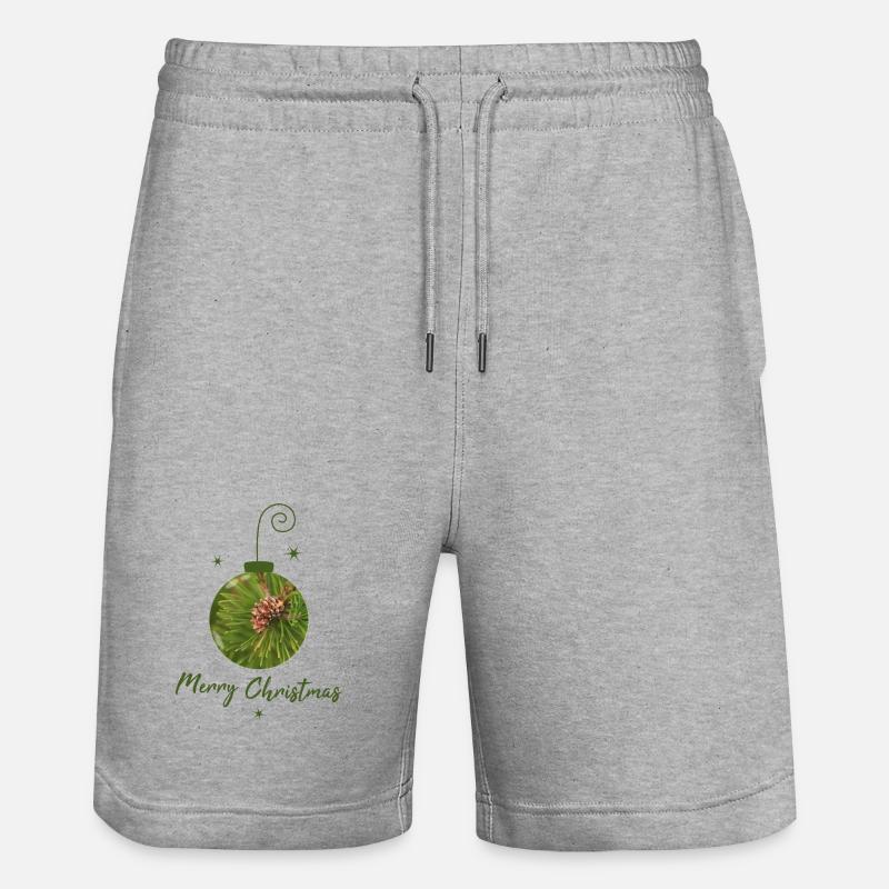 Grüne Weihnachtskugel mit Tannenzapfen - Stanley/Stella Unisex Bio Joggingshorts Trainer  - Grau meliert
