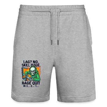 Was? No, Skill Issue. - Stanley/Stella Trainer Unisex Organic Jogging Shorts - heather grey - Front - Nik (191cm) & Marisol (170cm)