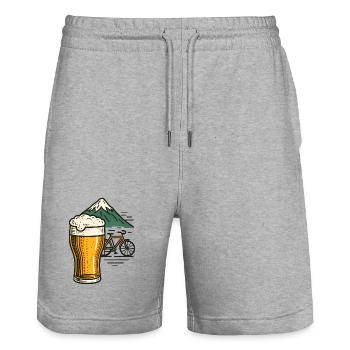 Berg Bier Radfahrt - Stanley/Stella Unisex Bio Joggingshorts Trainer  - Grau meliert - Vorne - Nik (191cm) & Marisol (170cm)