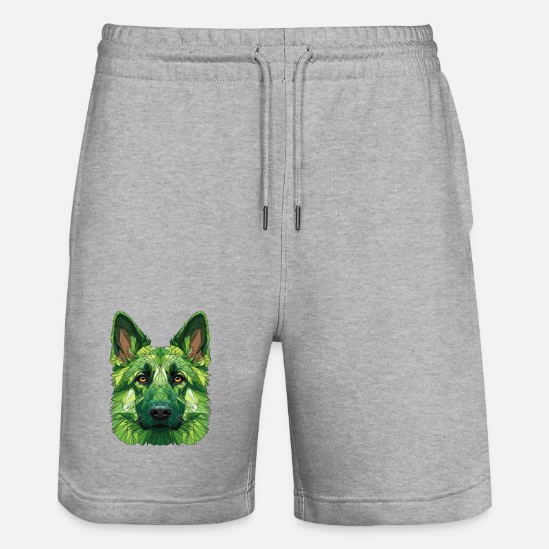 Loup polygonal vert - Short de jogging bio TRAINER Stanley/Stella unisexe - gris chiné