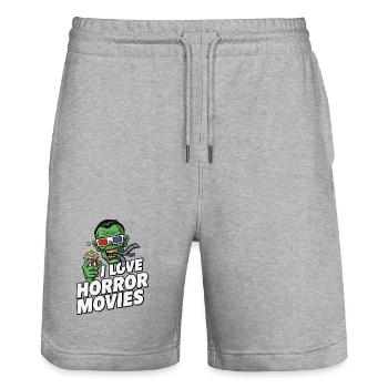 Zombie Movie Love Pop Art Horror - Stanley/Stella Trainer Unisex Organic Jogging Shorts - heather grey - Front - Nik (191cm) & Marisol (170cm)