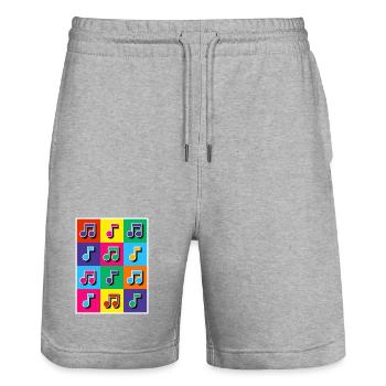 Mosaïque de notes musicales Pop Art - Short de jogging bio TRAINER Stanley/Stella unisexe - gris chiné - Devant - Nik (191cm) & Marisol (170cm)