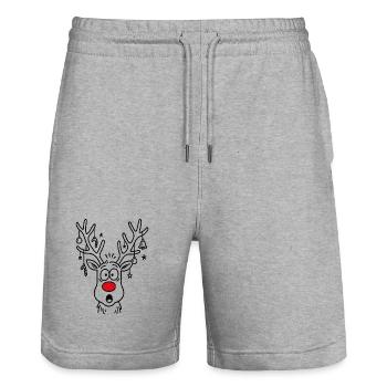 Renne Rudolph Joyeux Noël - Short de jogging bio TRAINER Stanley/Stella unisexe - gris chiné - Devant - Nik (191cm) & Marisol (170cm)