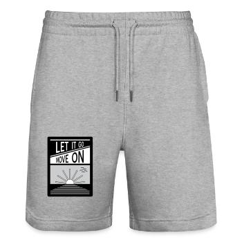 Let it go. Move on. - Stanley/Stella Trainer Unisex Organic Jogging Shorts - heather grey - Front - Nik (191cm) & Marisol (170cm)