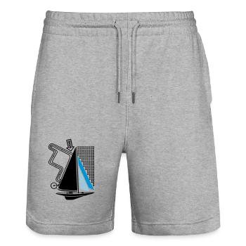 Segelyacht & Regattabahn Segelboot Segeln Yacht - Stanley/Stella Unisex Bio Joggingshorts Trainer  - Grau meliert - Vorne - Nik (191cm) & Marisol (170cm)