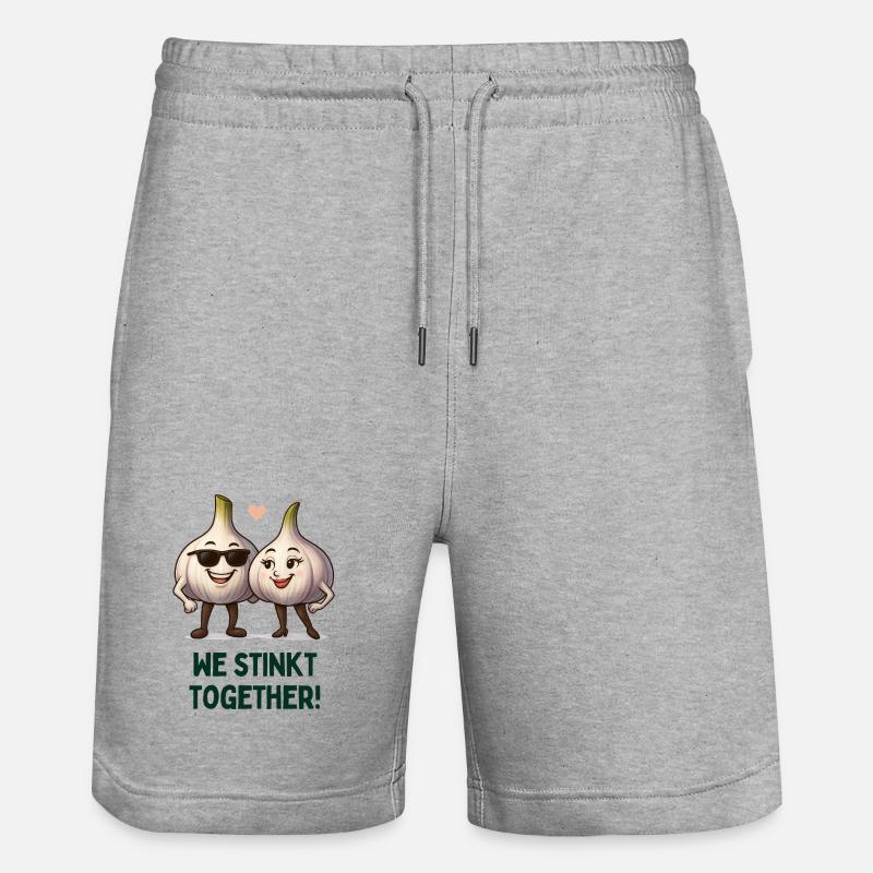 Duo à l’ail : On pue ensemble - Short de jogging bio TRAINER Stanley/Stella unisexe - gris chiné