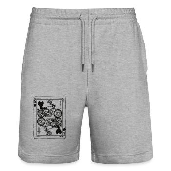 Heart King Motorcycle - Biker Playing Card Gift - Stanley/Stella Trainer Unisex Organic Jogging Shorts - heather grey - Front - Nik (191cm) & Marisol (170cm)