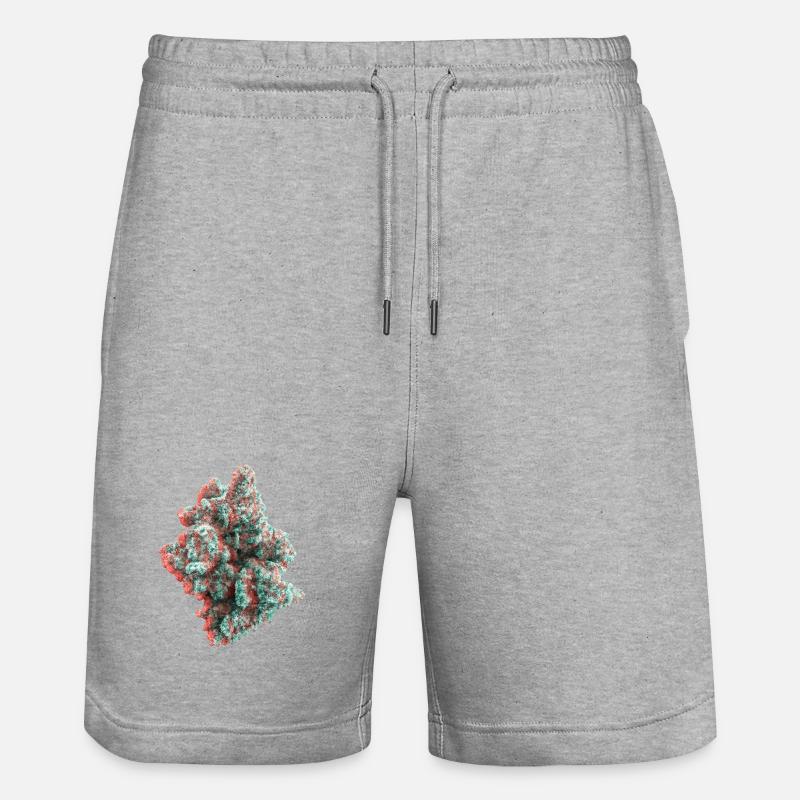 Cannabis Weed Bud 3D Anaglyph - Stanley/Stella Unisex Bio Joggingshorts Trainer  - Grau meliert