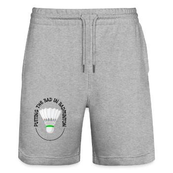 Das Schlechte ins Badminton bringen - Stanley/Stella Unisex Bio Joggingshorts Trainer  - Grau meliert - Vorne - Nik (191cm) & Marisol (170cm)