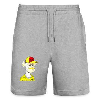 Bonnet de la Rebelle de la rue des singes - Short de jogging bio TRAINER Stanley/Stella unisexe - gris chiné - Devant - Nik (191cm) & Marisol (170cm)