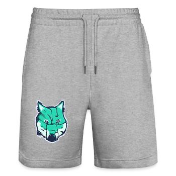 Loup-Mouton, mot dessiné - Short de jogging bio TRAINER Stanley/Stella unisexe - gris chiné - Devant - Nik (191cm) & Marisol (170cm)