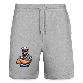 Seemann mit Tattoo - Stanley/Stella Unisex Bio Joggingshorts Trainer  - Grau meliert - Vorne - Nik (191cm) & Marisol (170cm)
