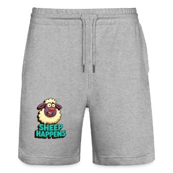 sheep happens - ist eben so, wie es ist - Stanley/Stella Unisex Bio Joggingshorts Trainer  - Grau meliert - Vorne - Nik (191cm) & Marisol (170cm)