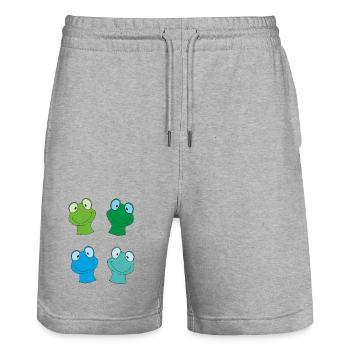Kunterbunte Froschgesichter - Stanley/Stella Unisex Bio Joggingshorts Trainer  - Grau meliert - Vorne - Nik (191cm) & Marisol (170cm)