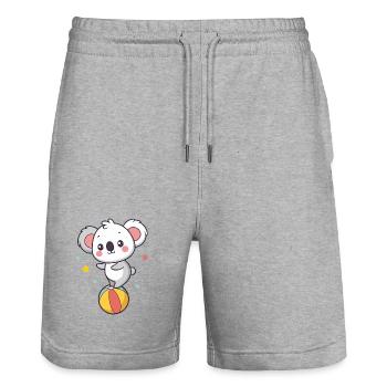 Cute Koala on Rainbow Balloon - Stanley/Stella Trainer Unisex Organic Jogging Shorts - heather grey - Front - Nik (191cm) & Marisol (170cm)
