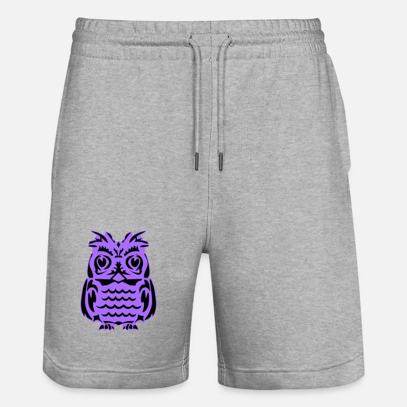 Silhouette de la chouette violette - Short de jogging bio TRAINER Stanley/Stella unisexe - gris chiné