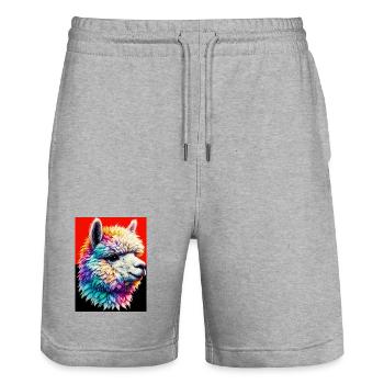 Alpaka - Stanley/Stella Unisex Bio Joggingshorts Trainer  - Grau meliert - Vorne - Nik (191cm) & Marisol (170cm)