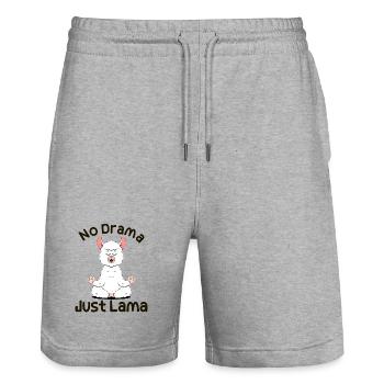 No Drama. Just Lama - Stanley/Stella Trainer Unisex Organic Jogging Shorts - heather grey - Front - Nik (191cm) & Marisol (170cm)