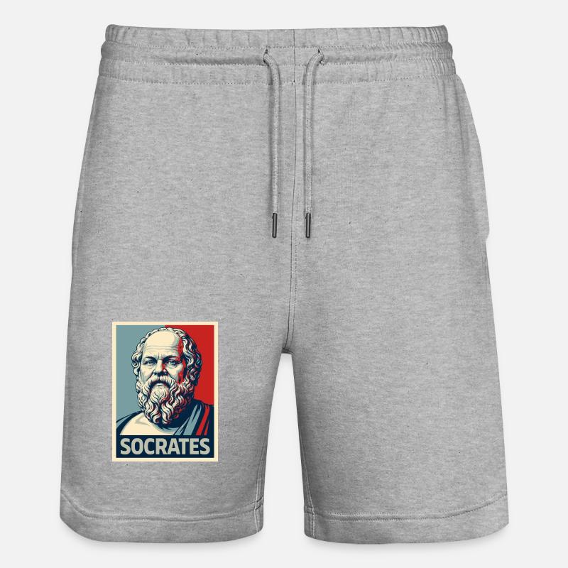 Portrait pop art de Socrate - Short de jogging bio TRAINER Stanley/Stella unisexe - gris chiné
