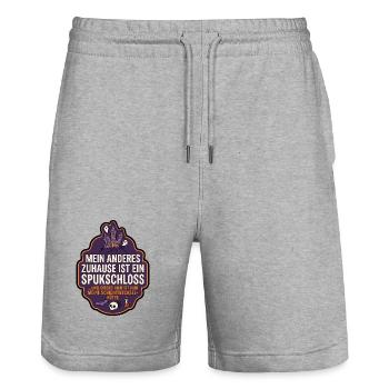 Spukschloss Zuhause lustiger Spruch - Stanley/Stella Unisex Bio Joggingshorts Trainer  - Grau meliert - Vorne - Nik (191cm) & Marisol (170cm)