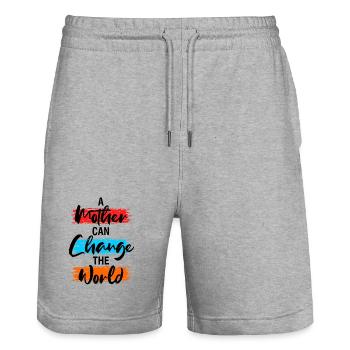 Mother Can Change the World Shirt - Stanley/Stella Unisex Bio Joggingshorts Trainer  - Grau meliert - Vorne - Nik (191cm) & Marisol (170cm)