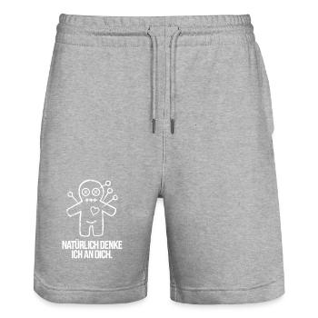  Natürlich Denke Ich An Dich Lustiger Voodoo - Stanley/Stella Unisex Bio Joggingshorts Trainer  - Grau meliert - Vorne - Nik (191cm) & Marisol (170cm)