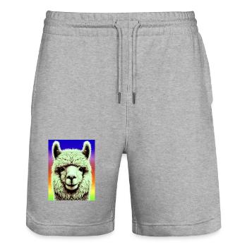Alpaca - Stanley/Stella Trainer Unisex Organic Jogging Shorts - heather grey - Front - Nik (191cm) & Marisol (170cm)