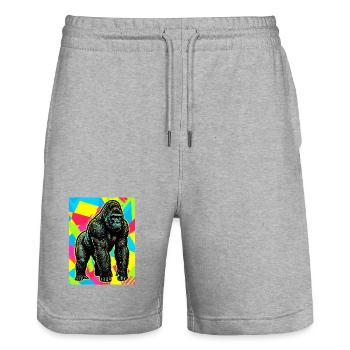 gorille - Short de jogging bio TRAINER Stanley/Stella unisexe - gris chiné - Devant - Nik (191cm) & Marisol (170cm)