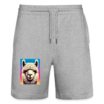 Alpaca - Stanley/Stella Trainer Unisex Organic Jogging Shorts - heather grey - Front - Nik (191cm) & Marisol (170cm)