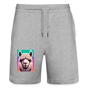 Alpaka - Stanley/Stella Unisex Bio Joggingshorts Trainer  - Grau meliert - Vorne - Nik (191cm) & Marisol (170cm)