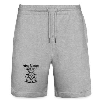 Nen Scheiss muss ich Ziege - Stanley/Stella Unisex Bio Joggingshorts Trainer  - Grau meliert - Vorne - Nik (191cm) & Marisol (170cm)