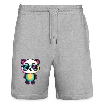 Rainbow Panda Sunglasses - Stanley/Stella Trainer Unisex Organic Jogging Shorts - heather grey - Front - Nik (191cm) & Marisol (170cm)