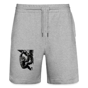 Realistic Gorilla: Bouldering & Grip Strength - Stanley/Stella Trainer Unisex Organic Jogging Shorts - heather grey - Front - Nik (191cm) & Marisol (170cm)