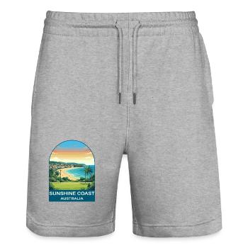 Sunshine Coast Australien Strandreiseplakat - Stanley/Stella Unisex Bio Joggingshorts Trainer  - Grau meliert - Vorne - Nik (191cm) & Marisol (170cm)