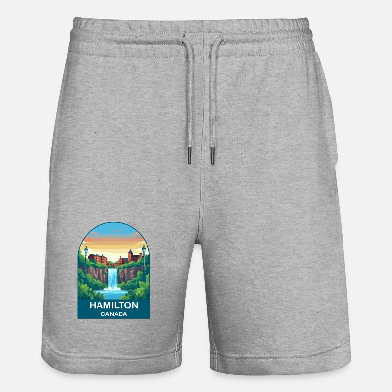 Hamilton Canada Wasserfall City Reiseplakat - Stanley/Stella Unisex Bio Joggingshorts Trainer  - Grau meliert