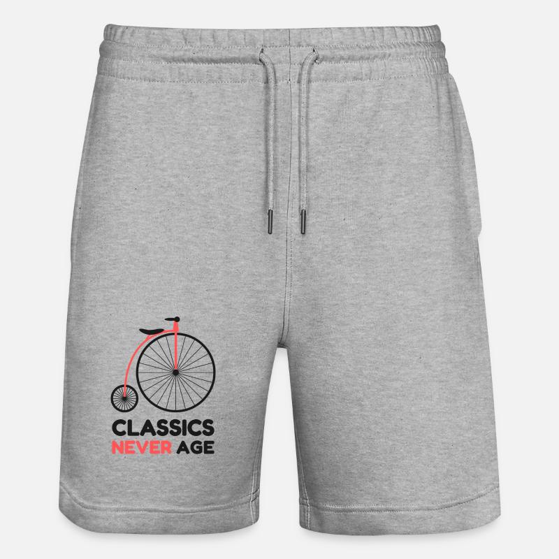 Classics Never Age Penny-Farthing Retro-Radfahren - Stanley/Stella Unisex Bio Joggingshorts Trainer  - Grau meliert