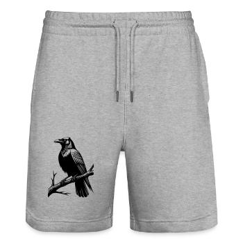 Crow - Stanley/Stella Trainer Unisex Organic Jogging Shorts - heather grey - Front - Nik (191cm) & Marisol (170cm)
